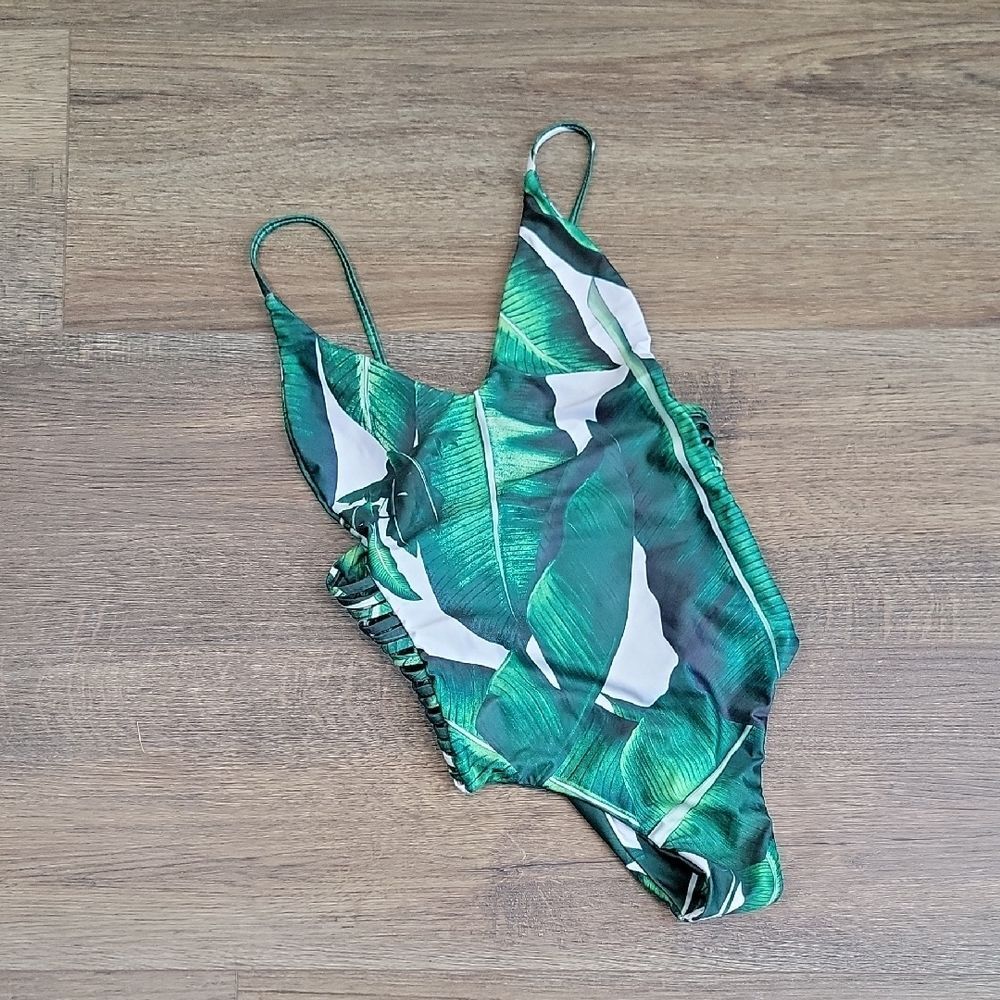 Unbranded Tropical Green Swimsuit Womens Size S